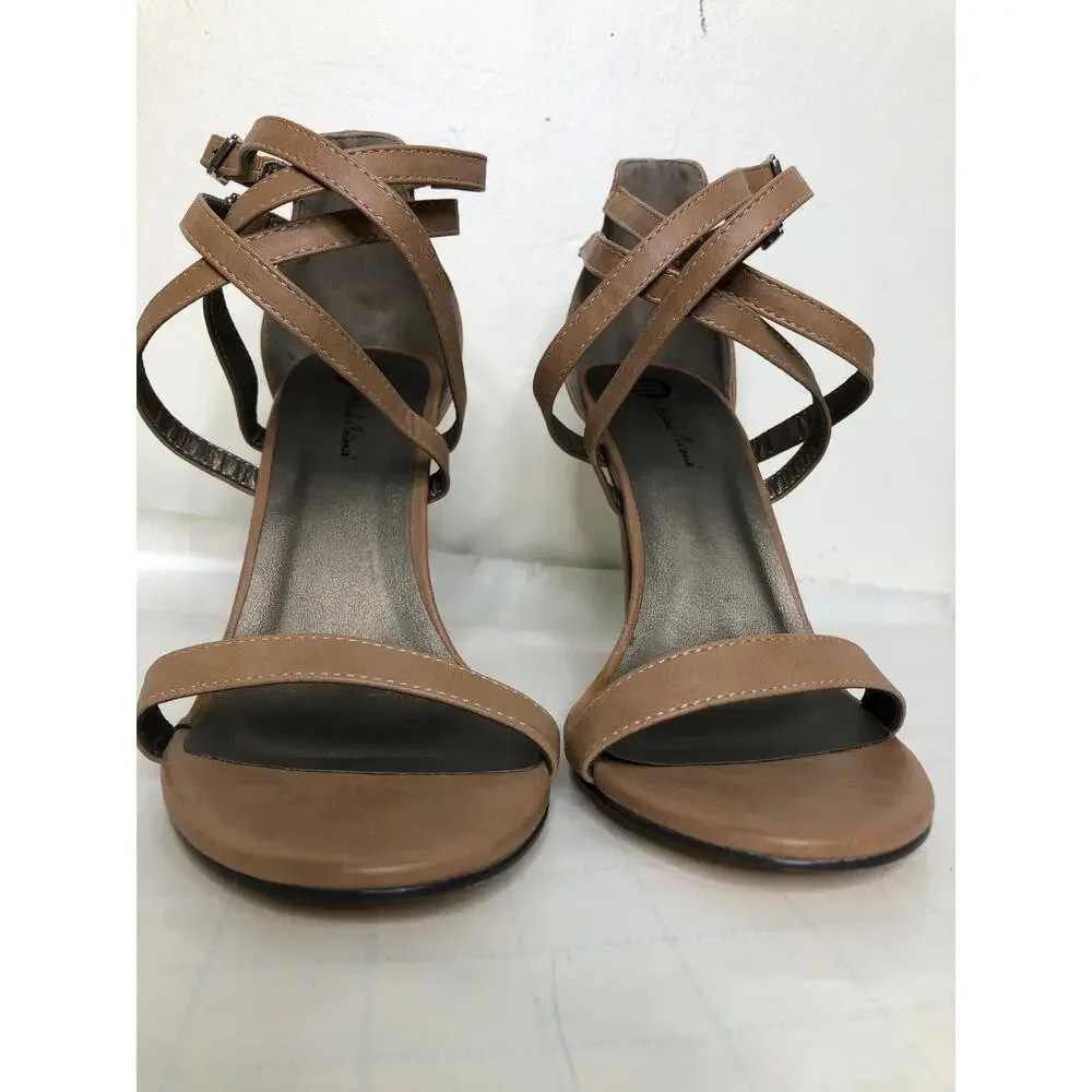 Nordstrom Michael Antonio Strappy Crossover Stiletto Heel Sandal Tan Taupe 9